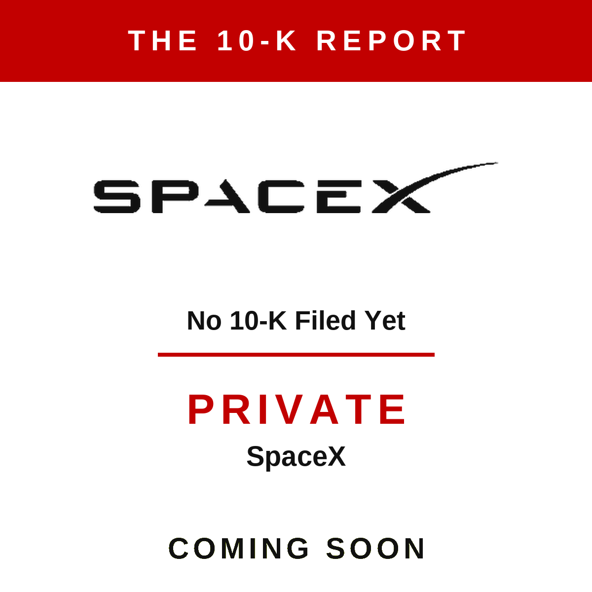 SpaceX 10-K Report cover — coming soon